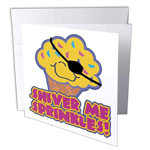 3dRose Shiver Me Sprinkles Pirate Cupcake Greeting Cards 6 x 6 Inches Set of 6 gc1069841