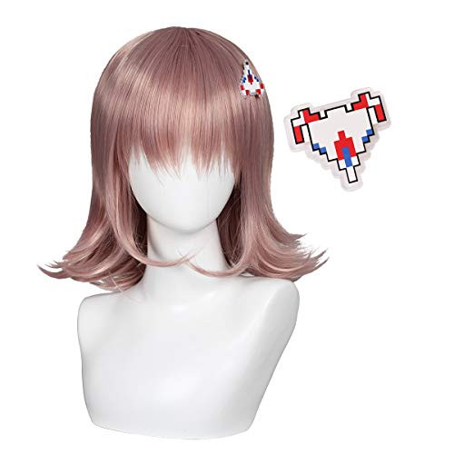 Short Pink Wavy Cosplay Wig with Plane Hairpin for Halloween