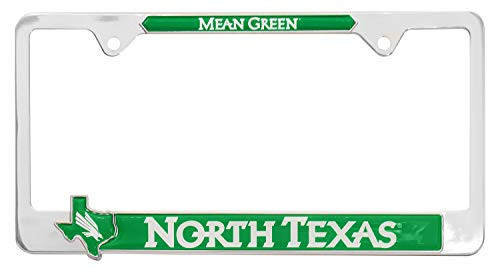 Premium All Metal NCAA Mascot License Plate Frame w/Texas Shaped Insert North Texas