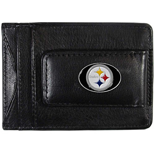NFL Siskiyou Sports Mens Pittsburgh Steelers Leather Cash  Cardholder One Size Black