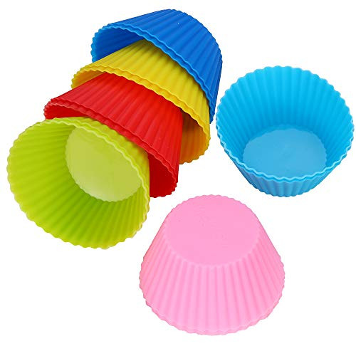 Silicone Baking Cups Cupcake Muffin Baking Cups Liners Reusable NonStick Cake Molds Cupcake Holder Rainbow 12Pcs Silicone Baking Cups Cupcake Muffin Baking Cups Liners Reusable NonStick Cake Molds Cupcake Holder Rainbow 12Pcs