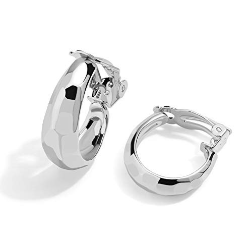 Silver Hoop Clip Earrings for Women Unique Design Chunky Earrings No Piercing Fake Earrings for Teen Girls Gift Hypoallergenic Clip on Silver Hoop Clip Earrings for Women Unique Design Chunky Earrings No Piercing Fake Earrings for Teen Girls Gift Hypoallergenic Clip on