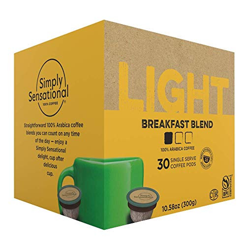 Simply Sensational Breakfast Blend Light Roast Single Serve Coffee KCup Pods 30 Compostable PlantBased Coffee Pods Keurig Brewer Compatible Simply Sensational Breakfast Blend Light Roast Single Serve Coffee KCup Pods 30 Compostable PlantBased Coffee Pods Keurig Brewer Compatible