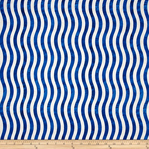 Fabri-Quilt Marblehead Valor Wavy Stripe Blue/White Fabric by The Yard
