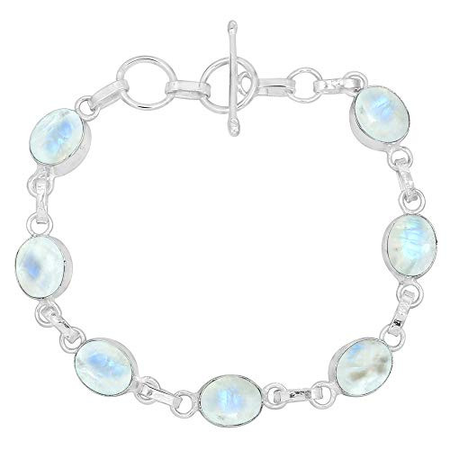 Moonstone Bracelet for Women Mom Wife 925 Silver Overlay Handmade Vintage Style Jewelry