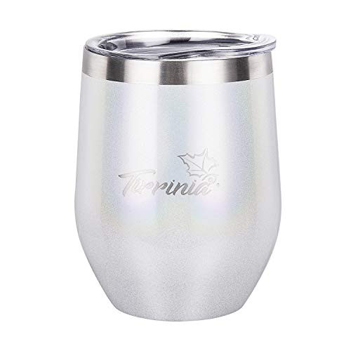 Stemless Insulated Wine Tumbler with Lid 12oz Single Stainless Steel Double Walled Metal Reusable Wine  Champagne Tumbler for Camping Travel and Outdoor Rainbow