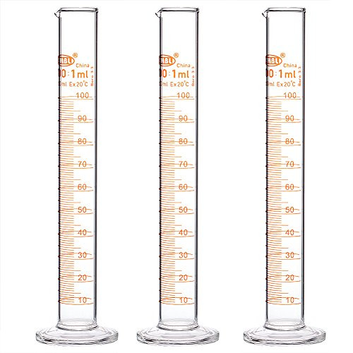 StonyLab 3Pack Borosilicate Glass 100ml Heavy Wall Graduated Cylinder Measuring Cylinder 100ml StonyLab 3Pack Borosilicate Glass 100ml Heavy Wall Graduated Cylinder Measuring Cylinder 100ml