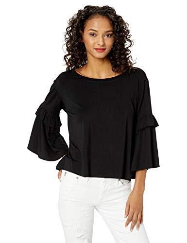 BB Dakota Junior s Fate Ruffle Bell Sleeve top Black Small