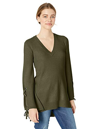 Jack by BB Dakota Junior s lace up Sleeve Tunic Sweater Olive Small
