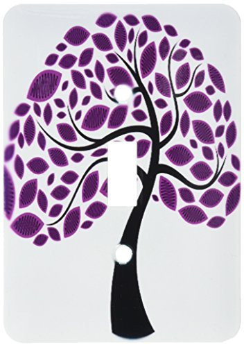 3dRose lsp_101627_1 Cute Purple and Black Contemporary Tree On White Background Single Toggle Switch