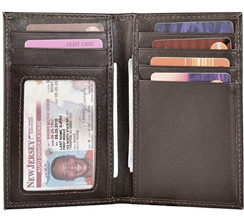 Slim Thin ID/Credit Card Holder RFID Genuine Leather Bifold Front Pocket Wallet Napa Coffee
