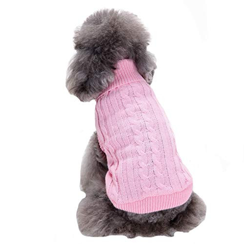 CHBORCHICEN Small Dog Sweaters Knitted Pet Cat Sweater Warm Dog Sweatshirt Dog Winter Clothes Kitten Puppy Sweater MediumPink