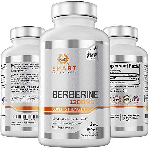 Premium Berberine HCL 1200mg 180 Vegan Capsules 100 Pure Pharmaceutical Grade Berberine Supplement Supports Healthy Blood Sugar Glucose Metabolism Weight Loss Immunity  Cardiovascular Health