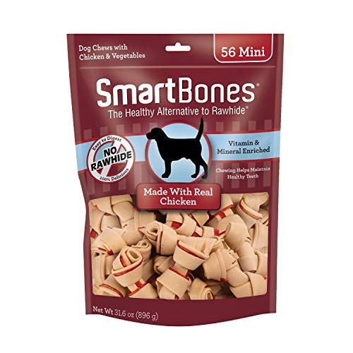 SmartBones Mini Bones with Real Chicken 56 Count RawhideFree Chews for Dogs SBC00458