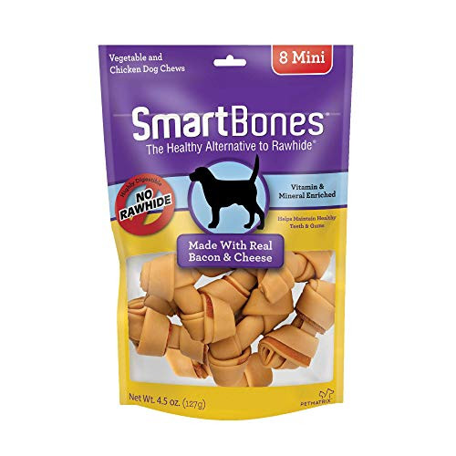SmartBones Mini Chews With Bacon And Cheese 8 Count RawhideFree Chews For Dogs