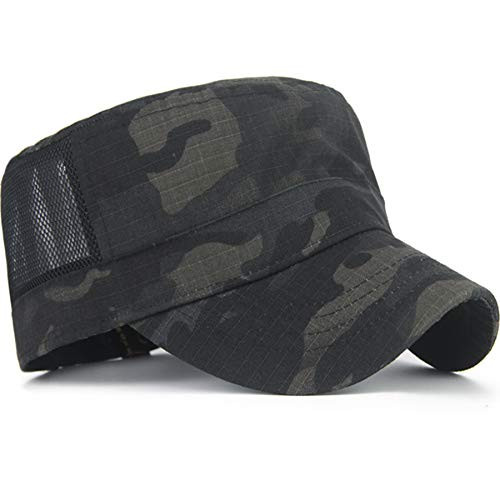 Rayna Fashion Mesh Snake Camouflage Camo Cadet Army Cap Adjustable USA American Flag Military Hat Flat Top Baseball Sun Cap Multicam