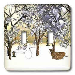 3dRose lsp978662 Snowman and Deer Family in Winter Wonderland Double Toggle Switch Multicolor