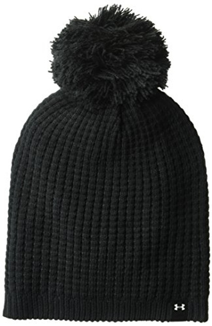 Under Armour Women s Favorite Waffle Pom Beanie Black 001/White One Size Fits All