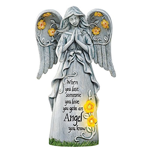 Collections Etc Solar Powered Angel Memorial Statue for Home Garden Stone Look When You Loose Someone You Love You Gain an Angel You Know