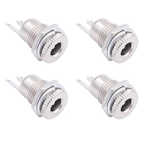 Fancasee 4 Pack 5 5mm x 2 5mm Female DC Power Jack Socket Panel Mount 2 Pin Solder Type Metal Power Supply Jack Connector Adapter Socket