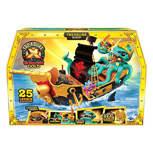 Treasure X Sunken Gold Treasure Ship Playset  25 Levels of Adventure  Find Guaranteed Real Gold Dipped Treasure  Interactive Fun for All Treasure Hunter