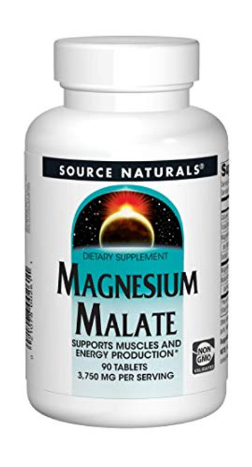 Source Naturals Magnesium Malate 1250 mg Per Serving Essential Magnesium Malic Acid Supplement  90 Tablets
