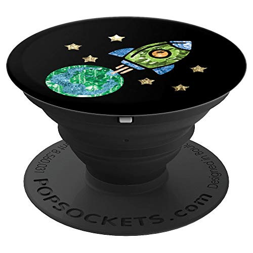 Space Ship  Rocket  Cartoon Illustration Image PopSockets Grip and Stand for Phones and Tablets