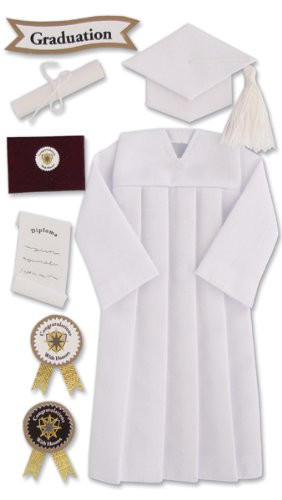 Jolee's Boutique Le Grande Ornate Stickers-Graduation Cap & Gown/White