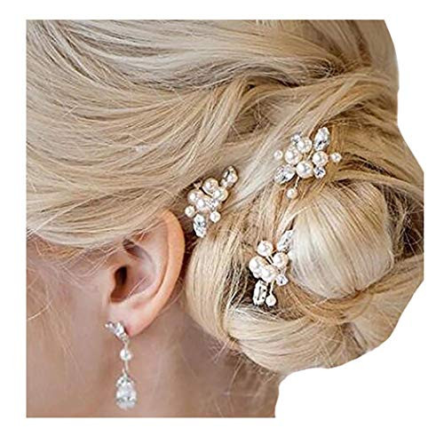 Barode Crystals Wedding Hair Pins Leaf Bridal Hair Clips Flower Bride Hair Accessories Gold Hair Pieces for WomenSet of 3 silver