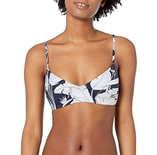Roxy Junior s Printed Beach Classics Athletic Bikini Top Mood Indigo Flying Flowers Sample XL