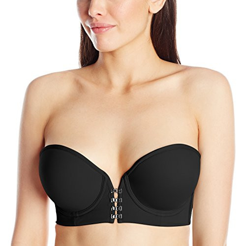 Le Mystere Women s Ultimate Plunge FrontClose Convertible Strapless Bra Black 32E