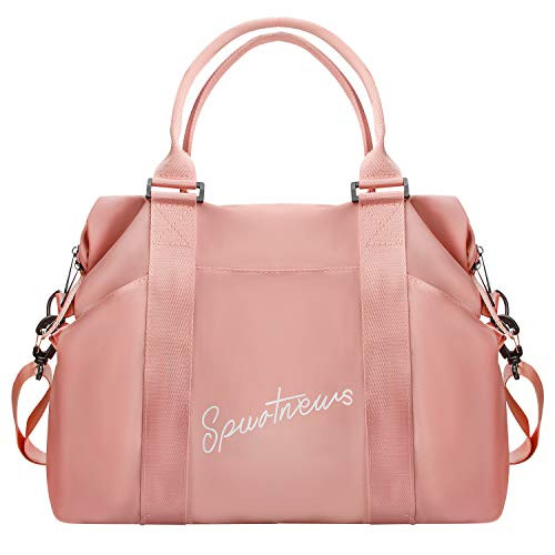 Travel Duffel Bag Sports Tote Gym Bag Workout Duffel Bag Shoulder Weekender Overnight Bag With Wet Pocket for Women  Pink