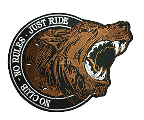 Large Size Papapatch No Club No Rules Just Ride Lone Wolf Biker Rider Motorcycle Jacket Vest Costume Embroidered Sewing Iron on Patch IRONNOCLUBWOLFLARGE