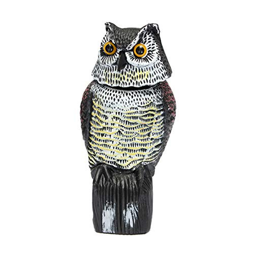 WICHEMI Owl Decoy with 360 Rotating Head Realistic Garden Scarecrow Natural Enemy Bird Deterrent Pest Crow Bird Fake Owl for Scare Bird/Squirrels/Rabbits/Away Garden Yard Outdoor Decoration WICHEMI Owl Decoy with 360 Rotating Head Realistic Garden Scarecrow Natural Enemy Bird Deterrent Pest Crow Bird Fake Owl for Scare Bird/Squirrels/Rabbits/Away Garden Yard Outdoor Decoration