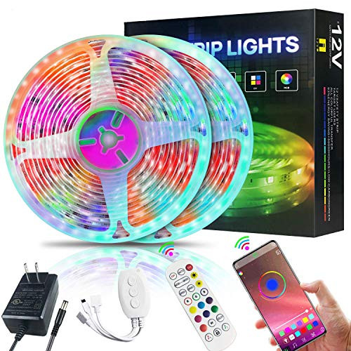 LED Strip Lights 32 8ft Color Changing LED Strip Lights 300 LEDs RGB Tape Lights with Bluetooth App Remote Controller Waterproof Lights Strip Music Sync for TV Bedroom Party and Home Decoration