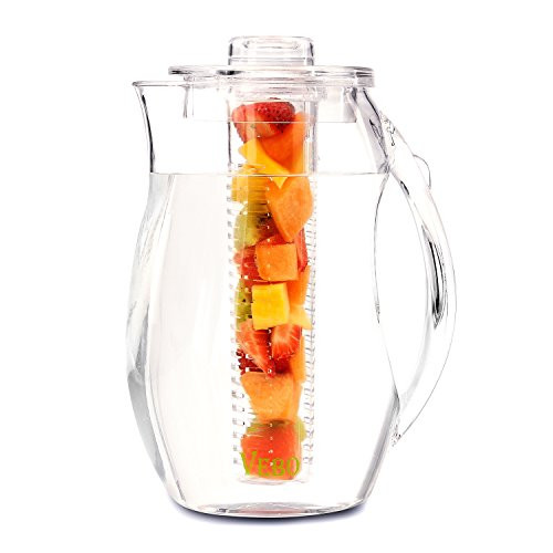 VeBo Tea and Fruit Infusion Pitcher With Ice Core Rod - 2.9 Quart Water Pitcher Infuser VeBo Tea and Fruit Infusion Pitcher With Ice Core Rod - 2.9 Quart Water Pitcher Infuser