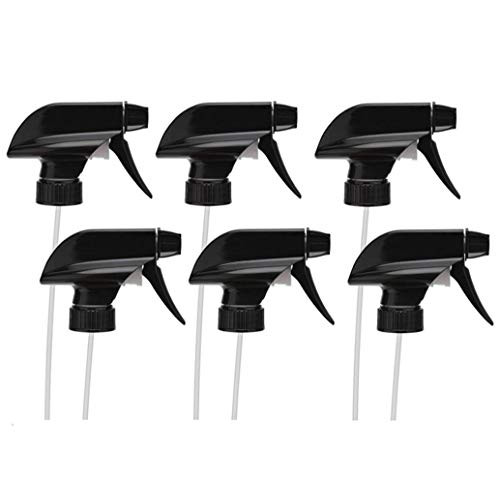 XINGZI 6PCS Spray Bottle Trigger Nozzle Replacement Plastic Sprayer Heads Tops 28/410 Mist Spray Standard Trigger Nozzle Stream Sprayer Fit 8oz/16oz Glass or Plastic Bottle Replacement Black Sprayer