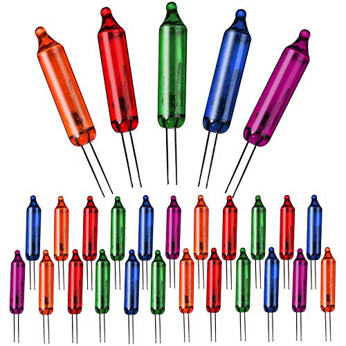 Ruisita 120 Pieces Multi Color Mini Christmas 2 5 Volt Replacement Light Bulbs for Christmas Trees Decorations