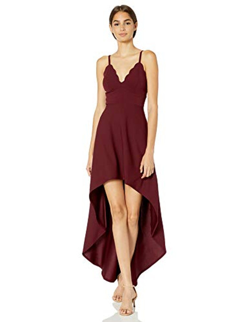 Speechless Junior s Scalloped VNeck High Low Dress Wine 5