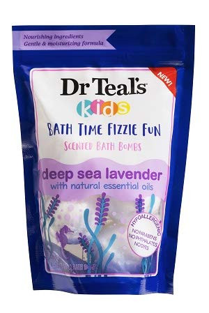 Dr Teals Kids Bath Time Fizzie Fun Scented Bath Bombs Deep Sea Lavender 1Bag 4 Bath Bombs