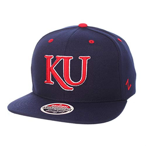ZHATS Kansas Jayhawks Navy Blue Z11 Adjustable Snapback Cap  NCAA Flat Bill 6Panel Baseball Hat
