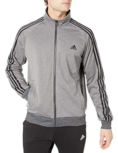 adidas Men s Essentials 3Stripe Tricot Track Jacket Dark Grey/Black XXLarge