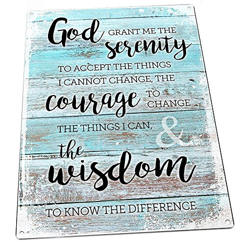 Rustic Serenity Prayer Metal Sign, Christian, Inspirational