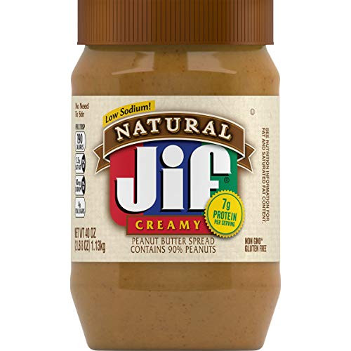 Jif Natural Creamy Peanut Butter 40 Ounces 7g 7 DV of Protein per Serving Smooth Creamy Texture No Stir Natural Peanut Butter