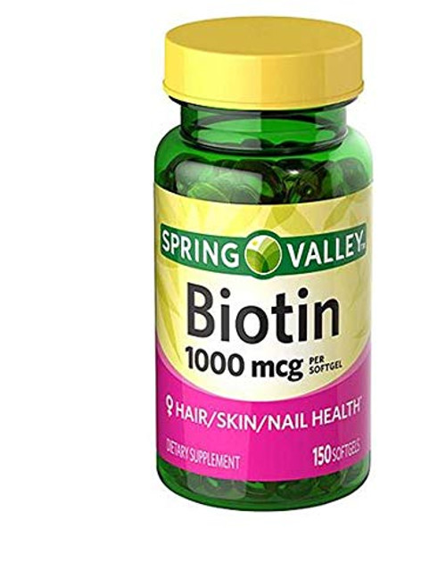 New Spring Valley Biotin 1000mcg 150 Softgels Skin Hair Nail Health Supplement New Spring Valley Biotin 1000mcg 150 Softgels Skin Hair Nail Health Supplement