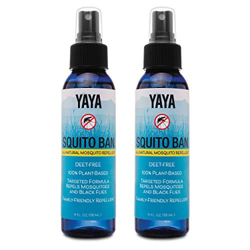 SQUITO BAN  Yaya Organics Mosquito Repellent  All Natural Bug Spray Made with Essential Oils Family Friendly DEETFree  4 Ounce Spray 2Pack