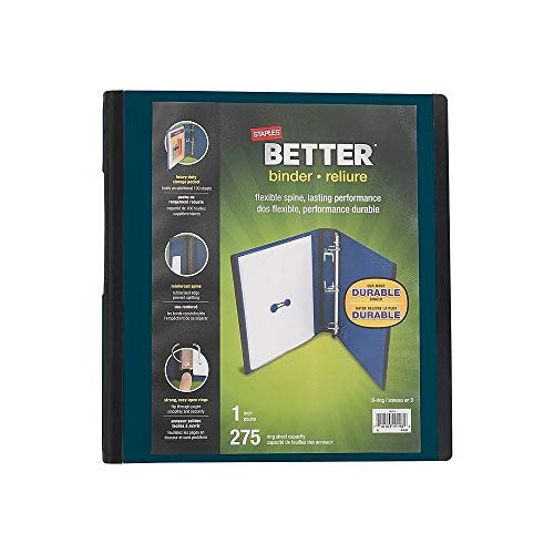 STAPLES 399970 Better 1Inch D 3Ring View Binder Dark Teal 22159US STAPLES 399970 Better 1Inch D 3Ring View Binder Dark Teal 22159US