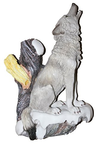 COMLZD Howling Gray Wolf Figurine Statue, Hanging Wildlife Wolf Cries Of The Night Statue For Wall Decor Art Collectible