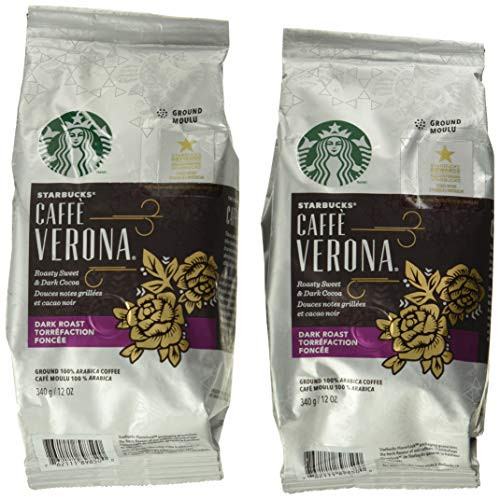 Starbucks Dark Roast Caffe Verona Ground Coffee 12oz Bag Pack of 2 Starbucks Dark Roast Caffe Verona Ground Coffee 12oz Bag Pack of 2