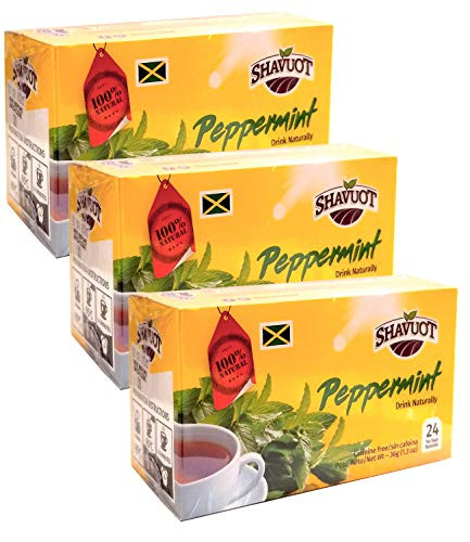 Shavuot 100 Natural Jamaican Peppermint Tea 24 Bags Pack of 3